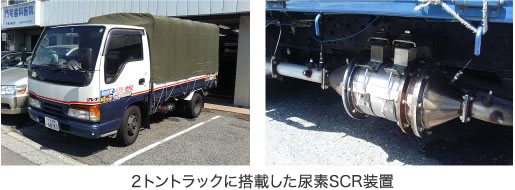 ２トントラックに搭載した尿素SCR装置